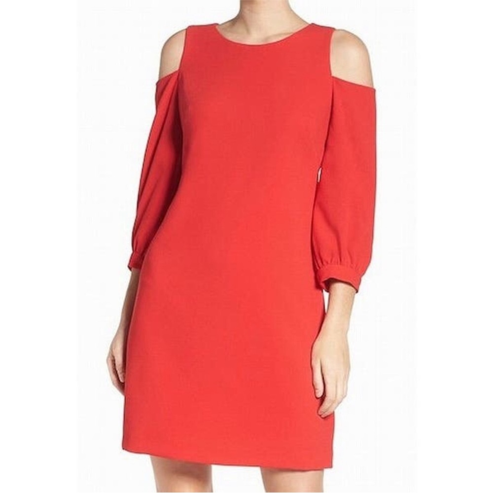 Eliza J red cold shoulder‎ shift dress size 6 romantic feminine flirty